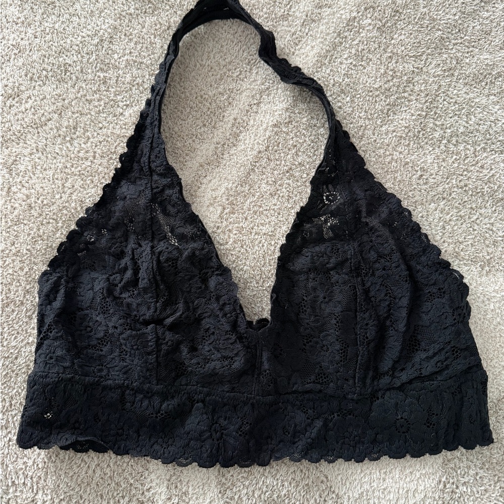 Aerie Black Lace Halter Bralette